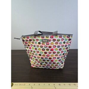 Thirty-One Thermal Lunch Tote Bag Snail Print Insulated Multicolor Grey Zip Top